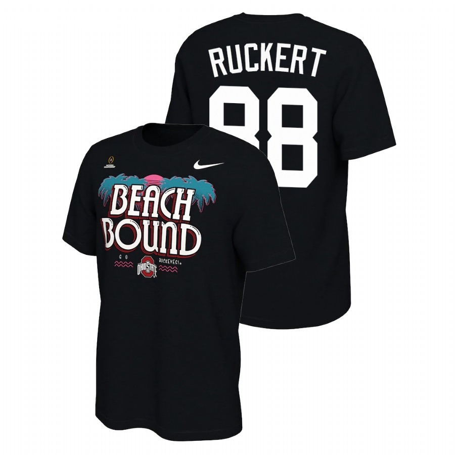 Ohio State Buckeyes Men's NCAA Jeremy Ruckert #88 Black Champions Bound 2021 National Playoff College Football T-Shirt YUH6149HL